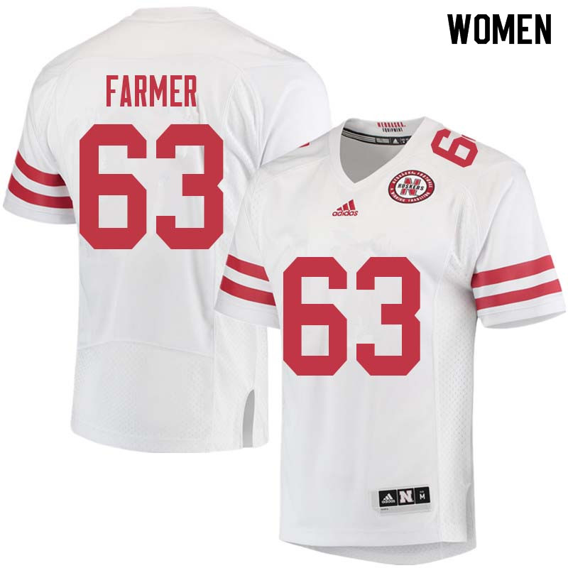Women #63 Tanner Farmer Nebraska Cornhuskers College Football Jerseys Sale-White